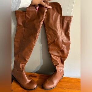 Tan Leather over knee boots